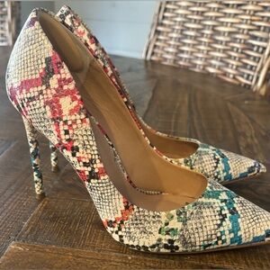 Steven Madden Womens 4 Inch Heels Vala Pump Snake Print Rainbow Colors Size 8.5M